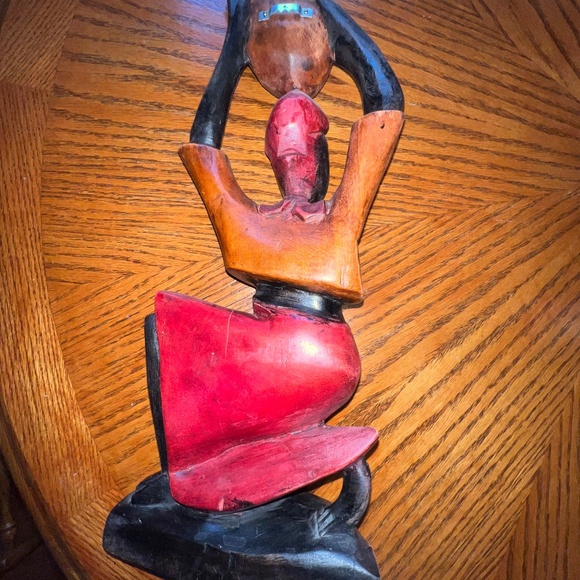 Hand Carved Wood Statue - EUC - Picture 7 of 13